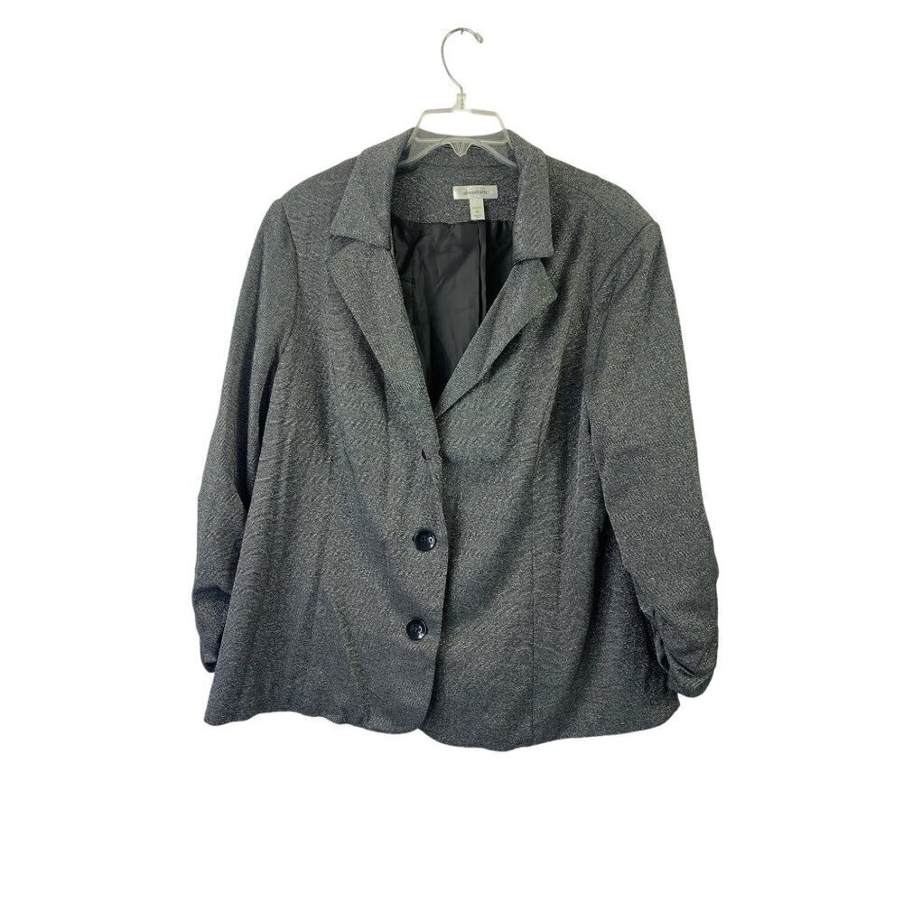 Dressbarn Women's Grey 3/4 Blazer Top